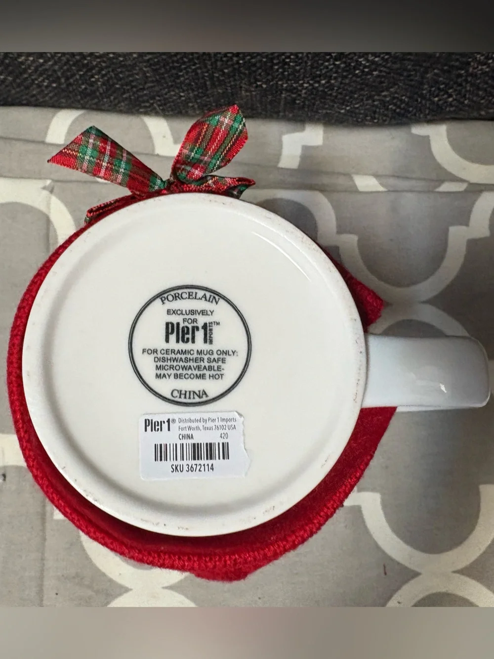 Pier 1 Light Up LED Reindeer Sweater Porcelain Mug